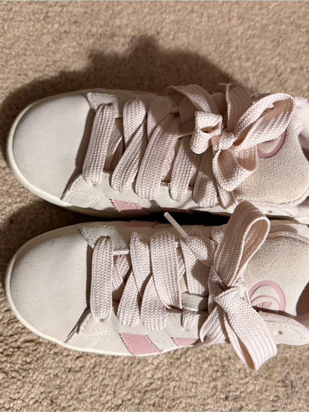 adidas Girls Pale Pink Lace-Up Sneakers